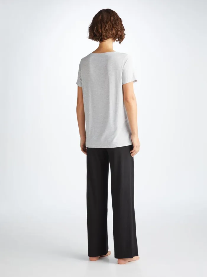 Short Sleeve TShirts Women Derek Rose TShirt Ethan Micro Modal Stretch Silver Marl