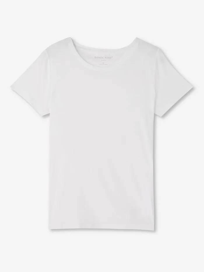 Short Sleeve TShirts Women Derek Rose TShirt Lara Micro Modal Stretch White
