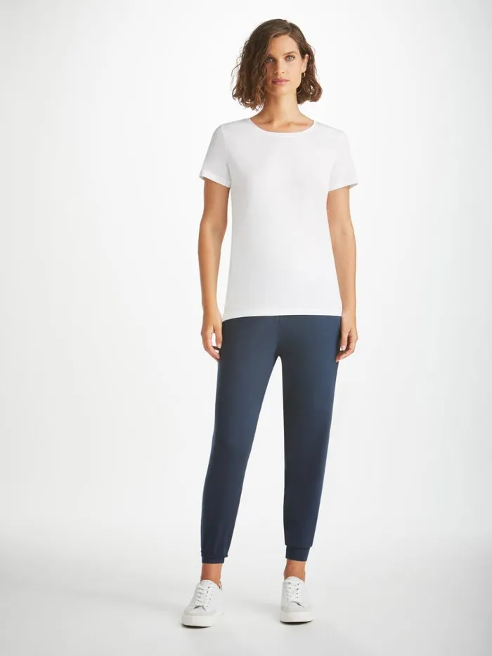 Short Sleeve TShirts Women Derek Rose TShirt Lara Micro Modal Stretch White