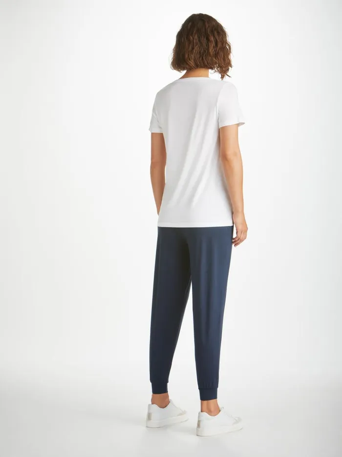 Short Sleeve TShirts Women Derek Rose TShirt Lara Micro Modal Stretch White