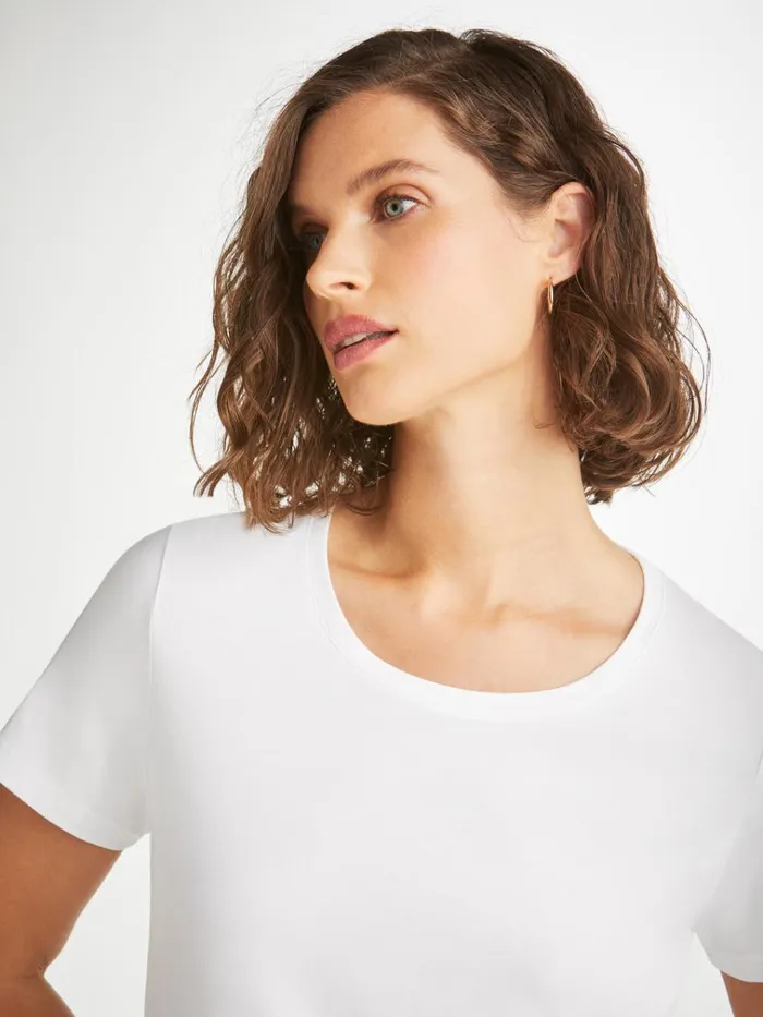 Short Sleeve TShirts Women Derek Rose TShirt Lara Micro Modal Stretch White