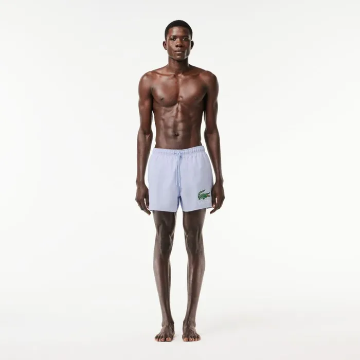 Shorts and Swim Men Lacoste Men039s Croc Print Swim Trunks Phoenix Blue J2g
