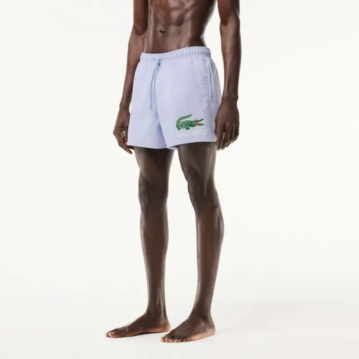 Shorts and Swim Men Lacoste Men039s Croc Print Swim Trunks Phoenix Blue J2g