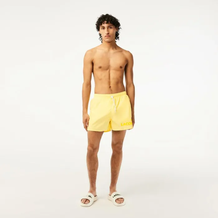 Shorts and Swim Men Lacoste Mens QuickDry Lined Swim Trunks Pastel Yellow 107
