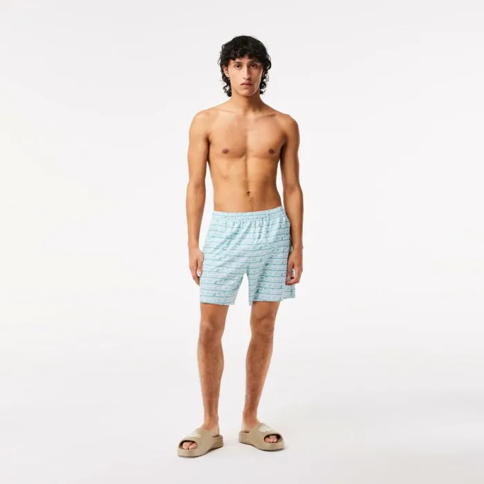 Shorts and Swim Men Lacoste Mens TwoTone Print Swim Trunks Green Light Green Cr5