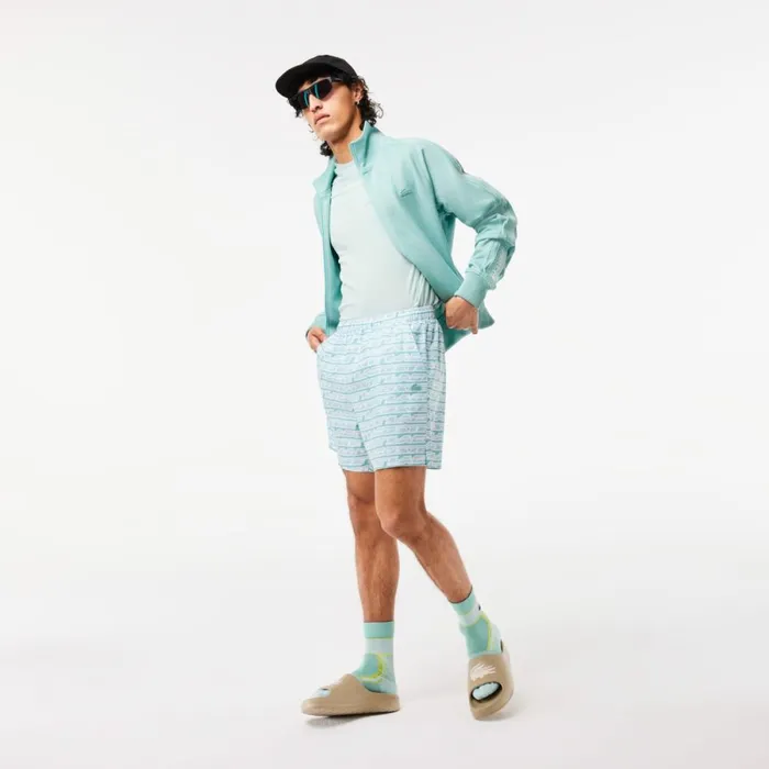 Shorts and Swim Men Lacoste Mens TwoTone Print Swim Trunks Green Light Green Cr5