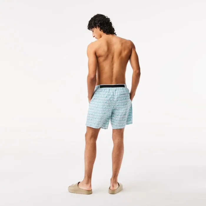 Shorts and Swim Men Lacoste Mens TwoTone Print Swim Trunks Green Light Green Cr5