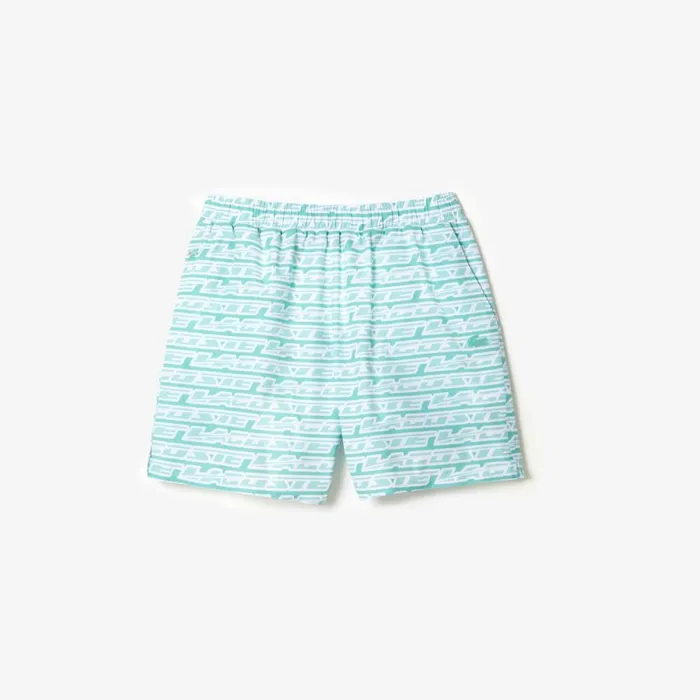 Shorts and Swim Men Lacoste Mens TwoTone Print Swim Trunks Green Light Green Cr5