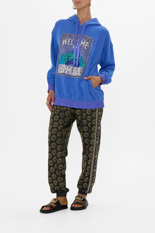 SILK BAND OVERSIZED HOODIE WITH POCKETS BLUE DEFY GRAVITY Defy Gravity Womens Camilla Knitwear