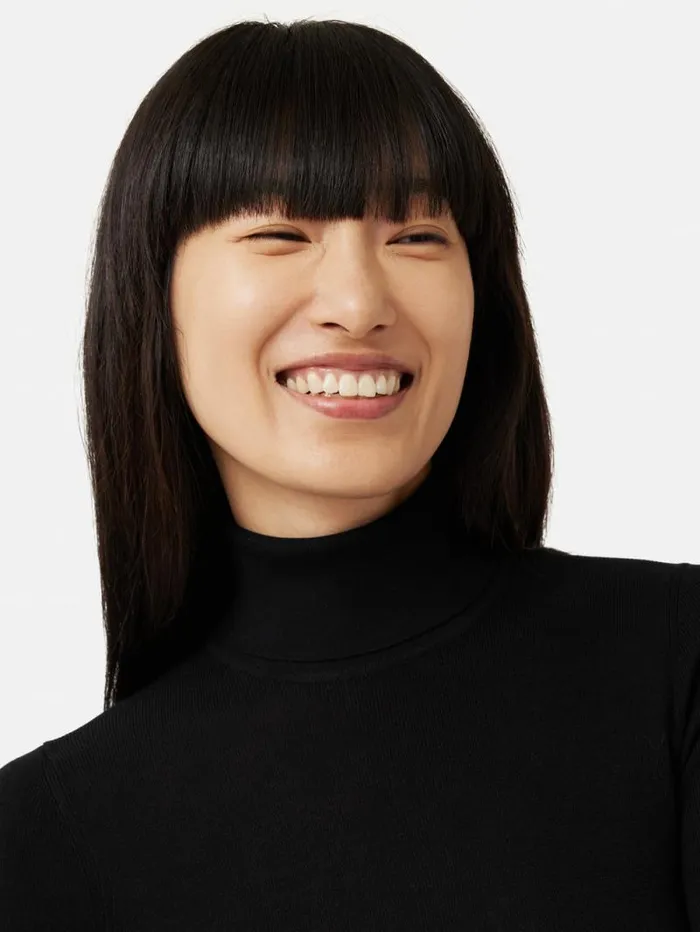 Silk Cotton Polo Jumper Black Women Jigsaw Knitwear and Cashmere