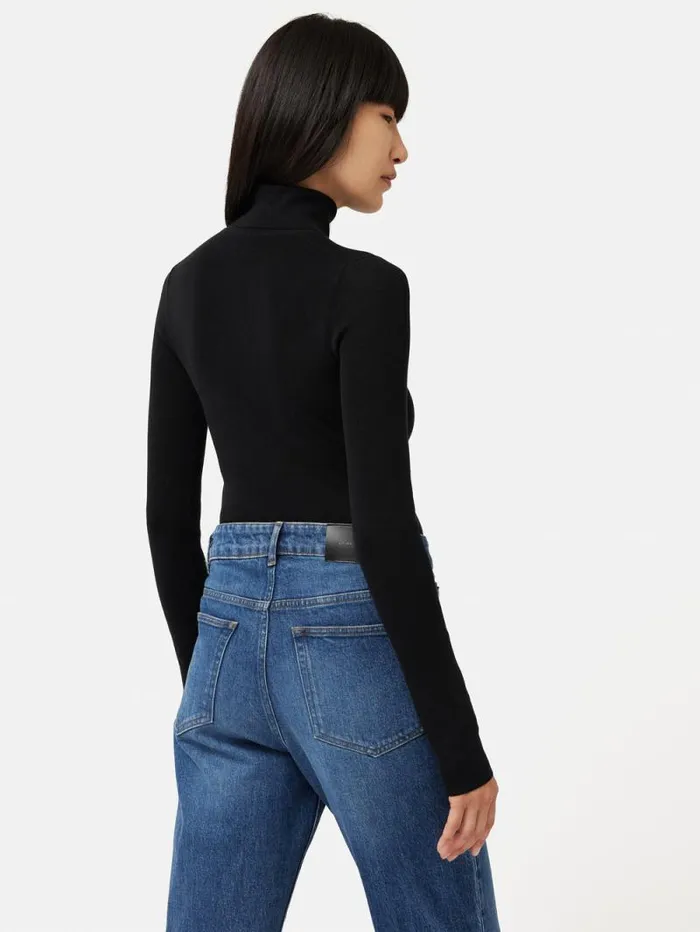 Silk Cotton Polo Jumper Black Women Jigsaw Knitwear and Cashmere