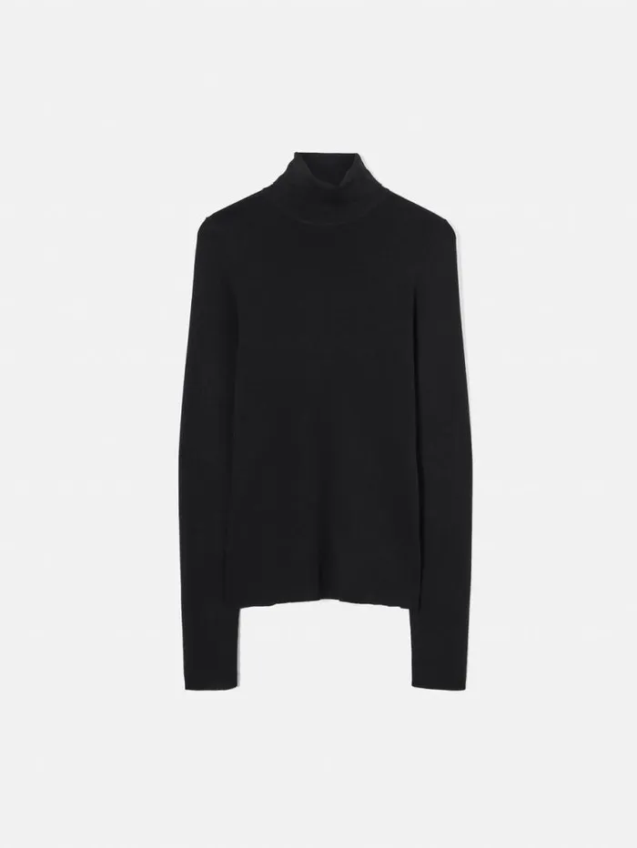 Silk Cotton Polo Jumper Black Women Jigsaw Knitwear and Cashmere