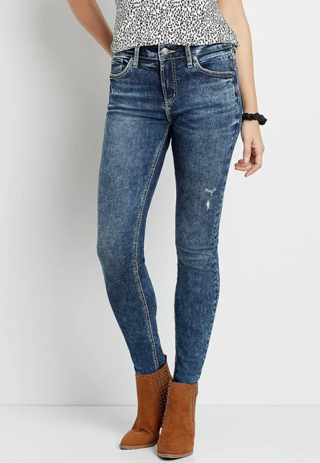 Silver Jeans Co Avery High Rise Dark Marble Wash Skinny Jean Women Maurices Jeans