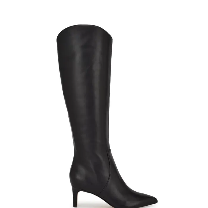 Sirena Heeled Dress Boots Black Leather Women Nine West Boots and Booties