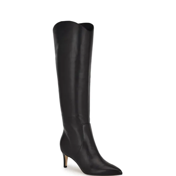 Sirena Heeled Dress Boots Black Leather Women Nine West Boots and Booties Sirena Heeled Dress Boots Black Leather Women Nine West Boots and Booties