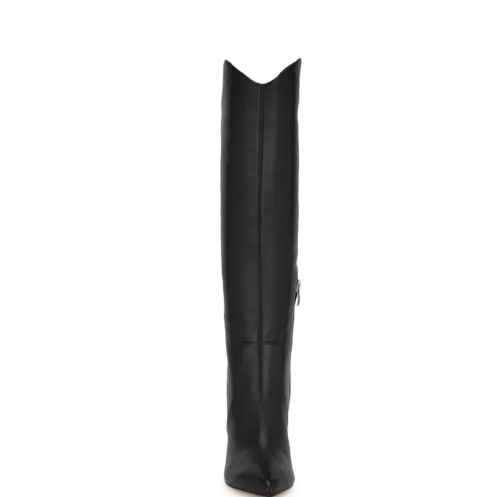 Sirena Heeled Dress Boots Black Leather Women Nine West Boots and Booties Sirena Heeled Dress Boots Black Leather Women Nine West Boots and Booties