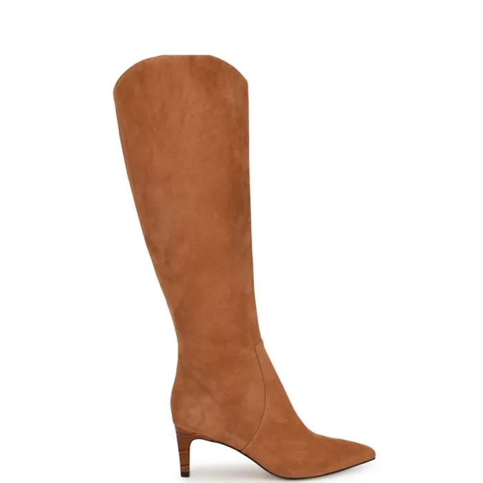Sirena Heeled Dress Boots Natural Suede Women Nine West Boots and Booties