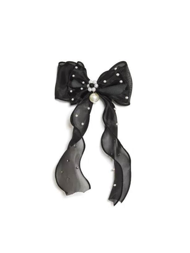 Sister Jane Accessories Womenswear DREAM Renoir Organza Hair Bow Coal Black