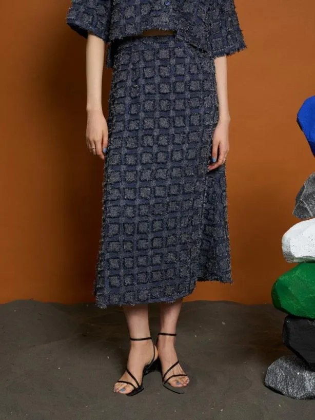 Sister Jane Bottoms Womenswear Ghospell Esther Fray Midi Skirt Aegean Blue