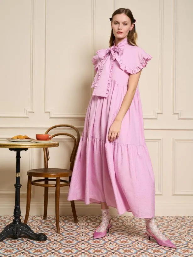 Sister Jane Dresses Womenswear Cheri Bow Midi Dress Baby Pink
