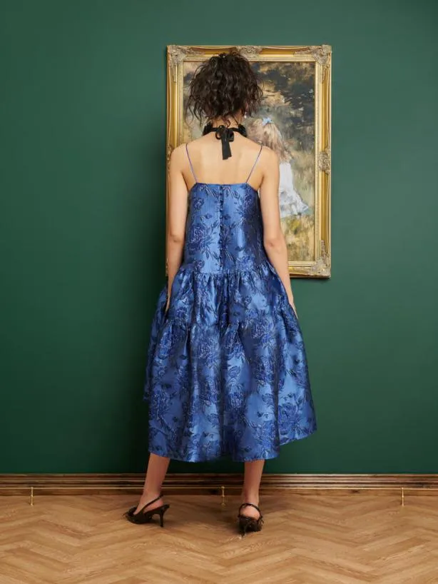 Sister Jane Dresses Womenswear DREAM Miro Jacquard Tiered Dress Midnight Blue