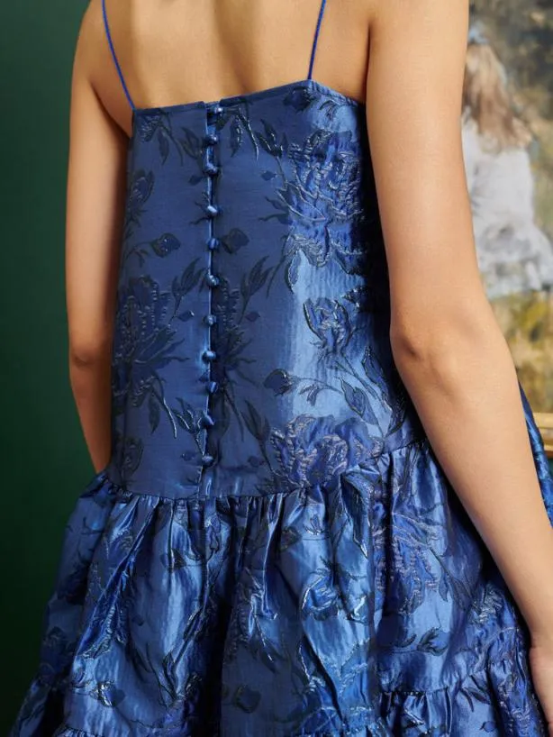 Sister Jane Dresses Womenswear DREAM Miro Jacquard Tiered Dress Midnight Blue