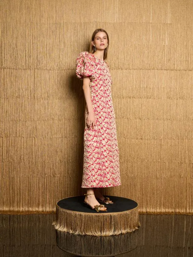 Sister Jane Dresses Womenswear DREAM Rehearsal Rose Jacquard Midi Dress Hot Pink