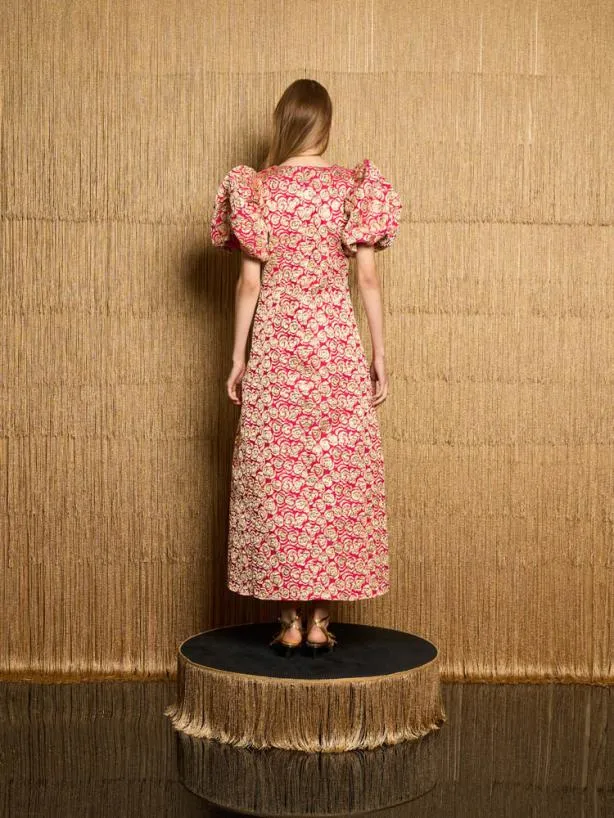Sister Jane Dresses Womenswear DREAM Rehearsal Rose Jacquard Midi Dress Hot Pink