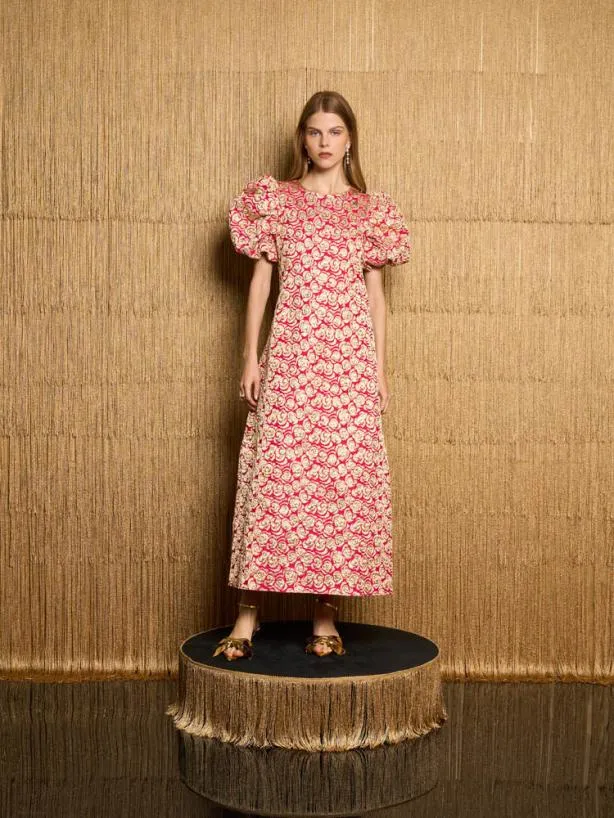 Sister Jane Dresses Womenswear DREAM Rehearsal Rose Jacquard Midi Dress Hot Pink