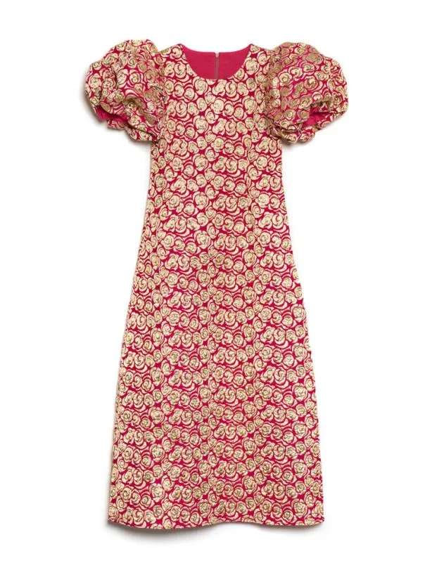 Sister Jane Dresses Womenswear DREAM Rehearsal Rose Jacquard Midi Dress Hot Pink