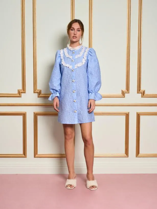 Sister Jane Dresses Womenswear DREAM Sabine Ruffle Mini Dress Cornflower Blue