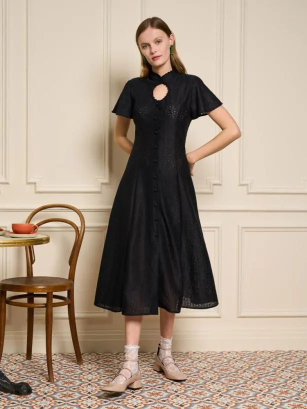 Sister Jane Dresses Womenswear Estelle Lace Midi Dress Coal Black
