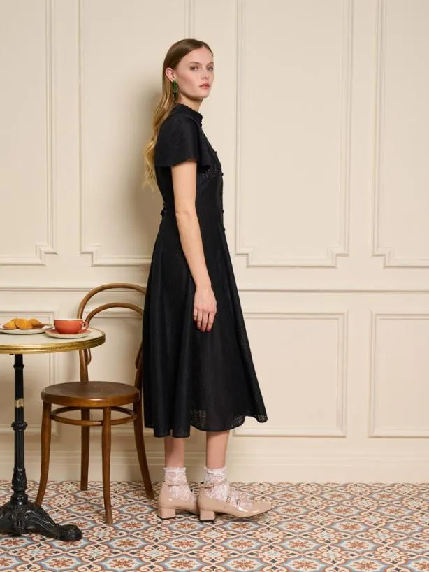 Sister Jane Dresses Womenswear Estelle Lace Midi Dress Coal Black