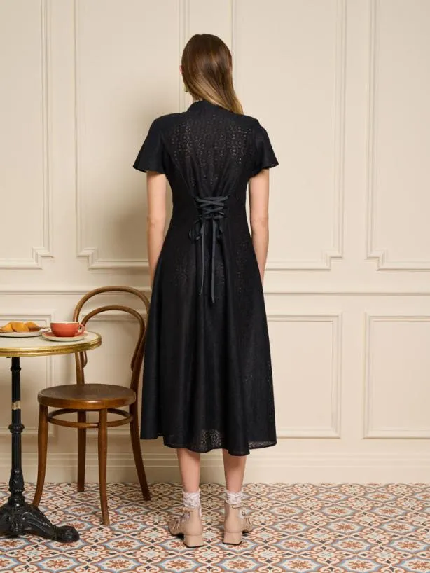 Sister Jane Dresses Womenswear Estelle Lace Midi Dress Coal Black