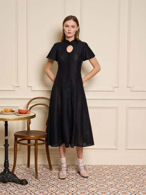 Sister Jane Dresses Womenswear Estelle Lace Midi Dress Coal Black