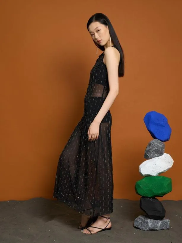 Sister Jane Dresses Womenswear Ghospell Bodhi Mesh Midi Dress Black Ink