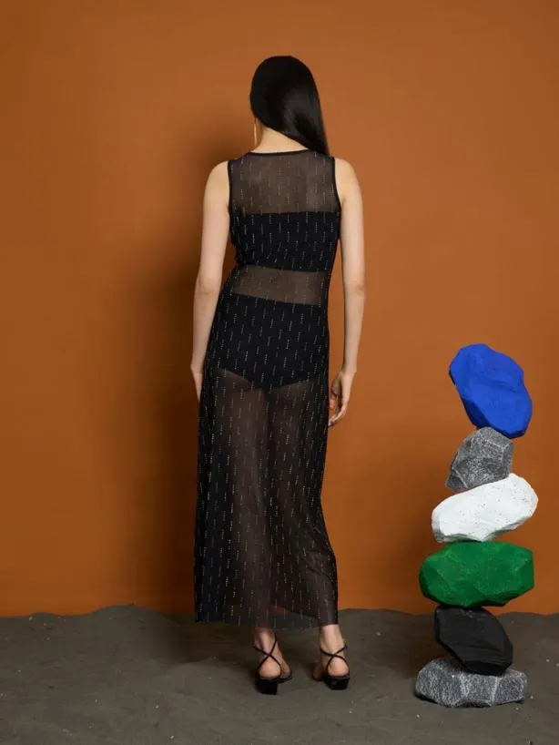 Sister Jane Dresses Womenswear Ghospell Bodhi Mesh Midi Dress Black Ink