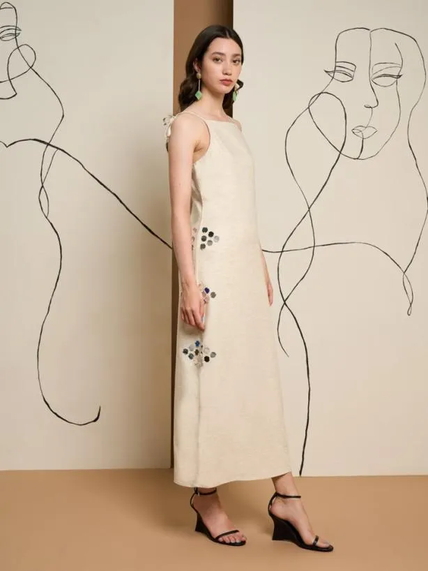 Sister Jane Dresses Womenswear Ghospell Frankie Mirror Midi Dress Peatled Cream
