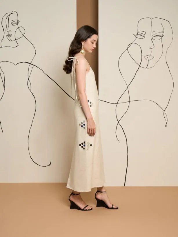 Sister Jane Dresses Womenswear Ghospell Frankie Mirror Midi Dress Peatled Cream