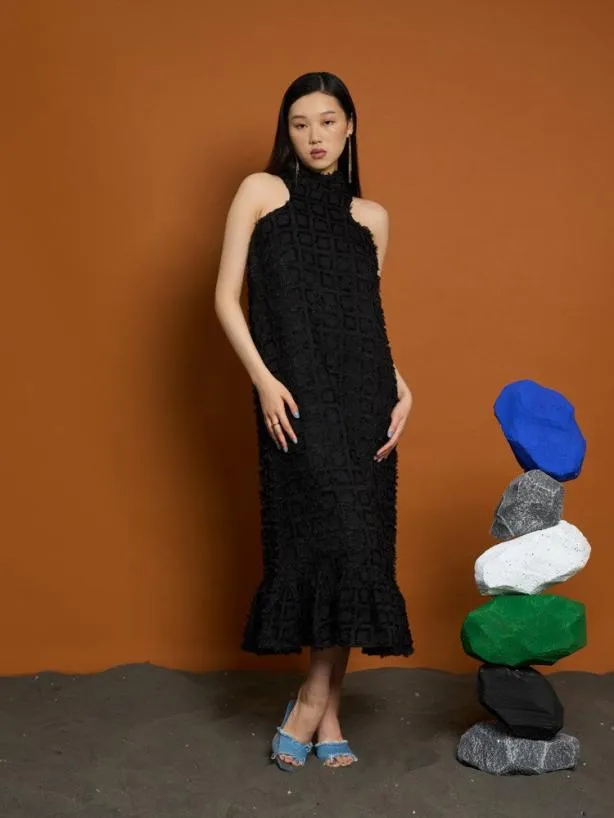 Sister Jane Dresses Womenswear Ghospell Kiska Fray Midi Dress Black Ink