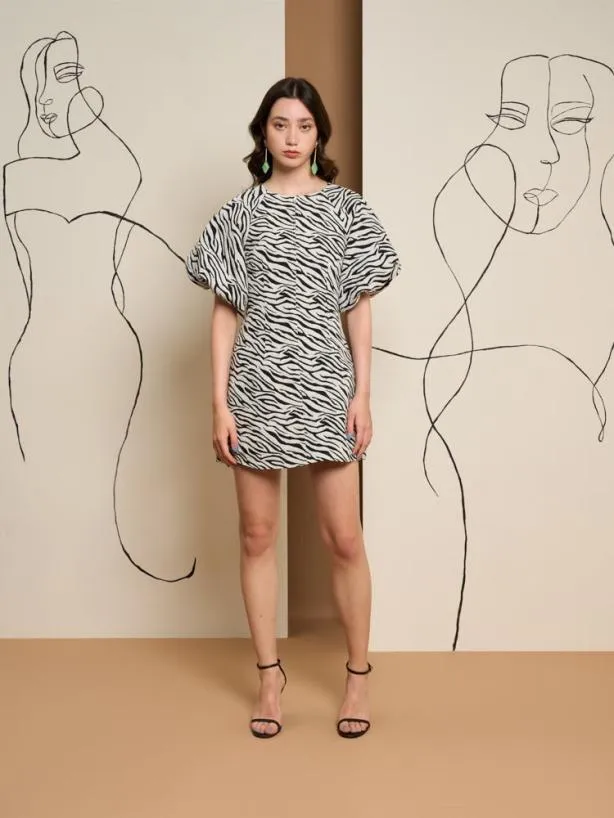 Sister Jane Dresses Womenswear Ghospell Stevie Zebra Mini Dress Ink Black