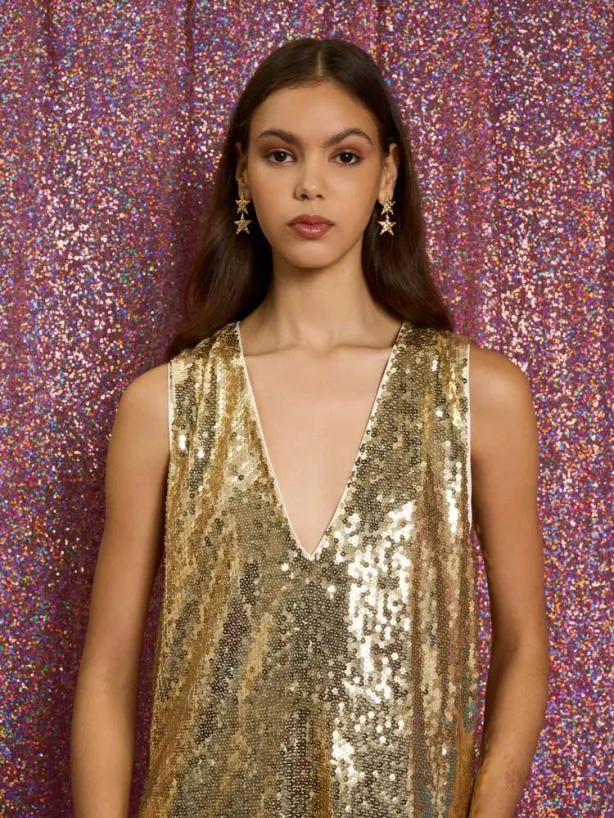 Sister Jane Dresses Womenswear Glitterball Sequin Mini Dress Bright Gold