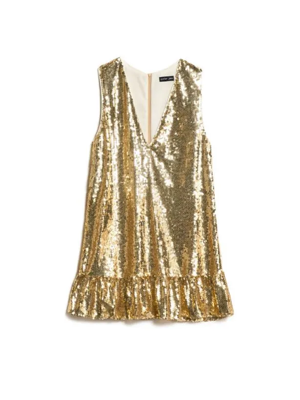 Sister Jane Dresses Womenswear Glitterball Sequin Mini Dress Bright Gold