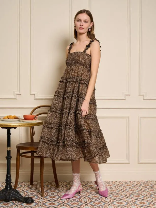 Sister Jane Dresses Womenswear Lisette Organza Midi Dress Leopard