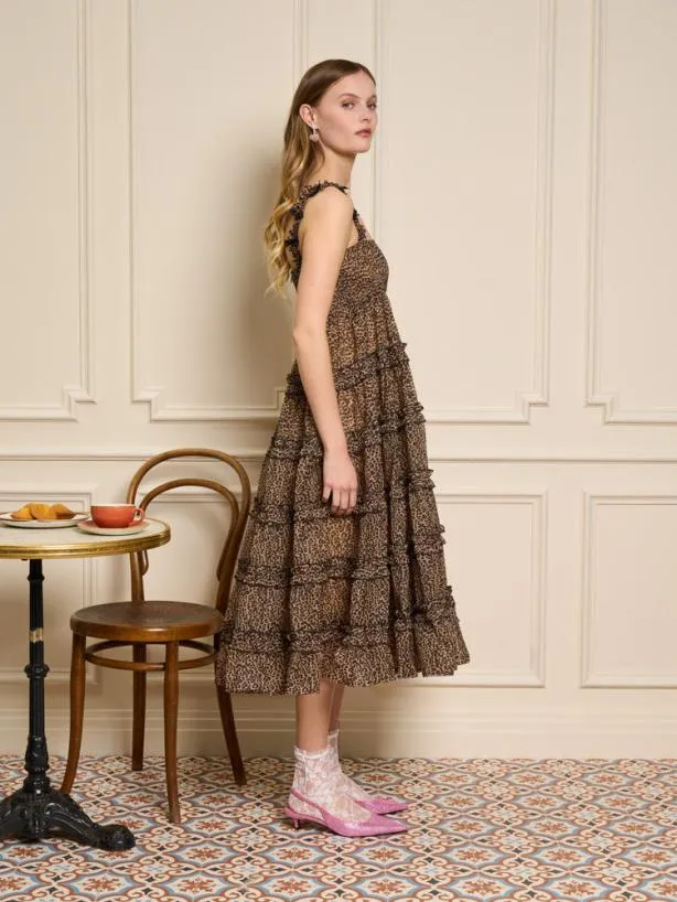 Sister Jane Dresses Womenswear Lisette Organza Midi Dress Leopard