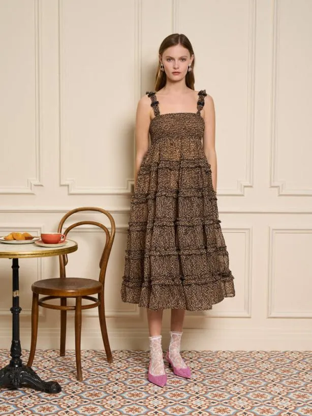 Sister Jane Dresses Womenswear Lisette Organza Midi Dress Leopard