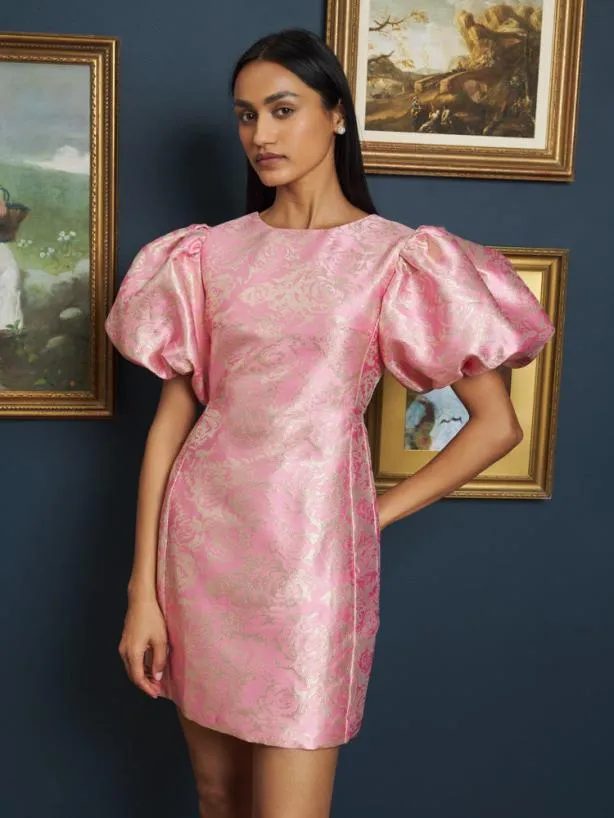 Sister Jane Dresses Womenswear Louise Jacquard Mini Dress Baby Pink