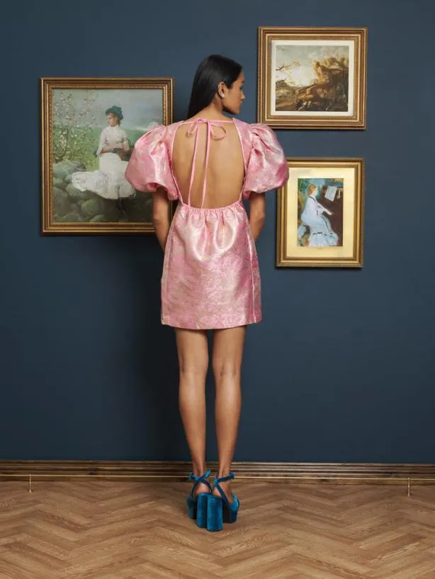 Sister Jane Dresses Womenswear Louise Jacquard Mini Dress Baby Pink