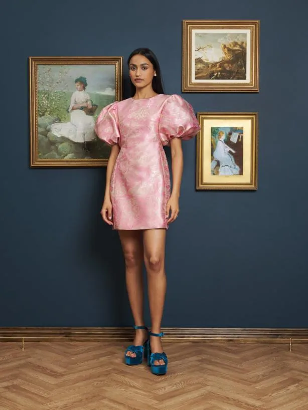 Sister Jane Dresses Womenswear Louise Jacquard Mini Dress Baby Pink