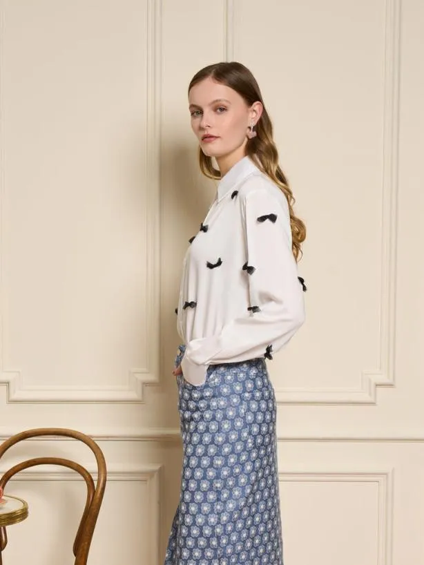 Sister Jane Tops Womenswear Dauphine Bow Shirt Pearl White